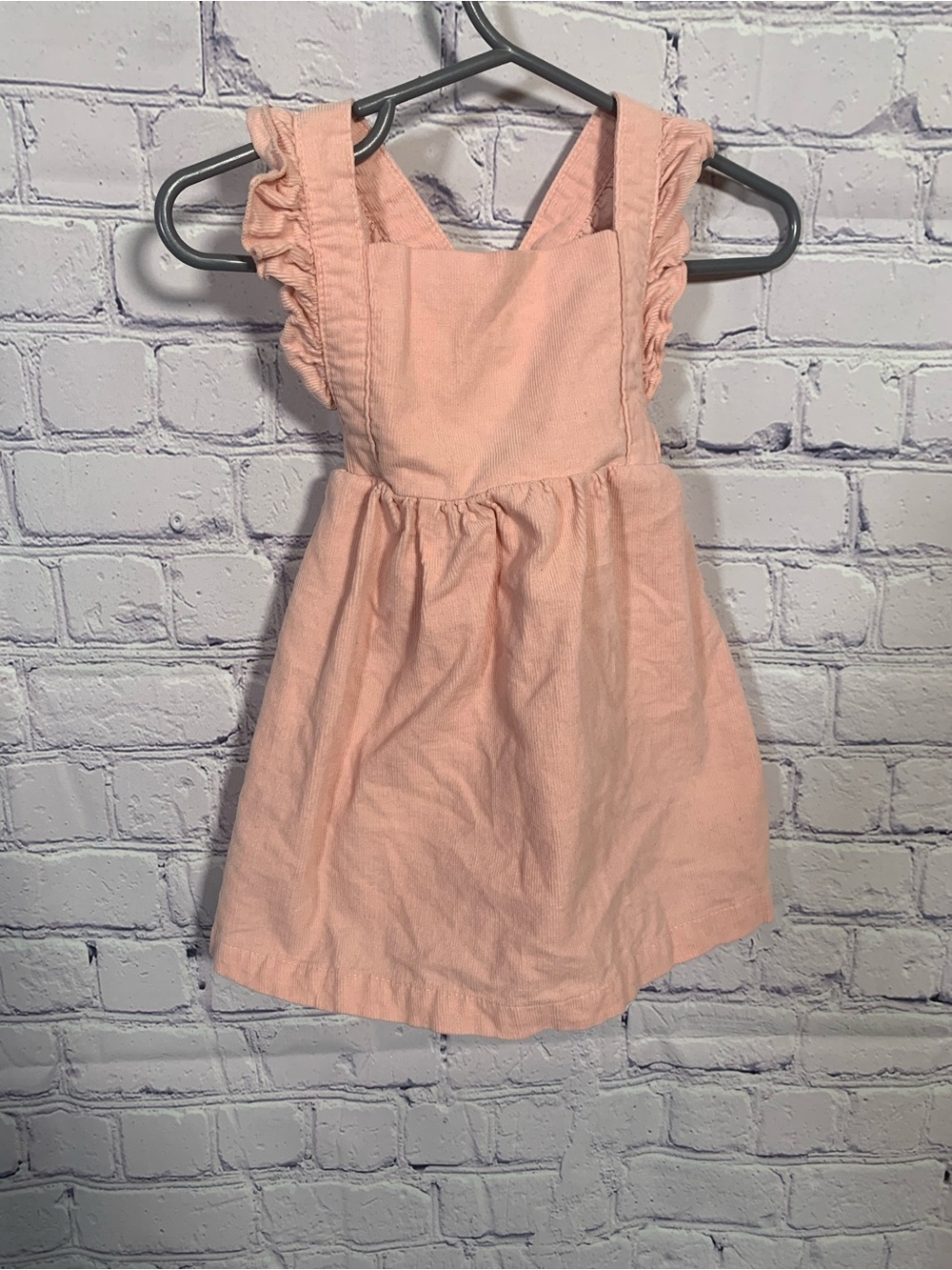 Angel Dear Baby Girls Corduroy Ruffle Overall Dress Pink Sz 3-6M